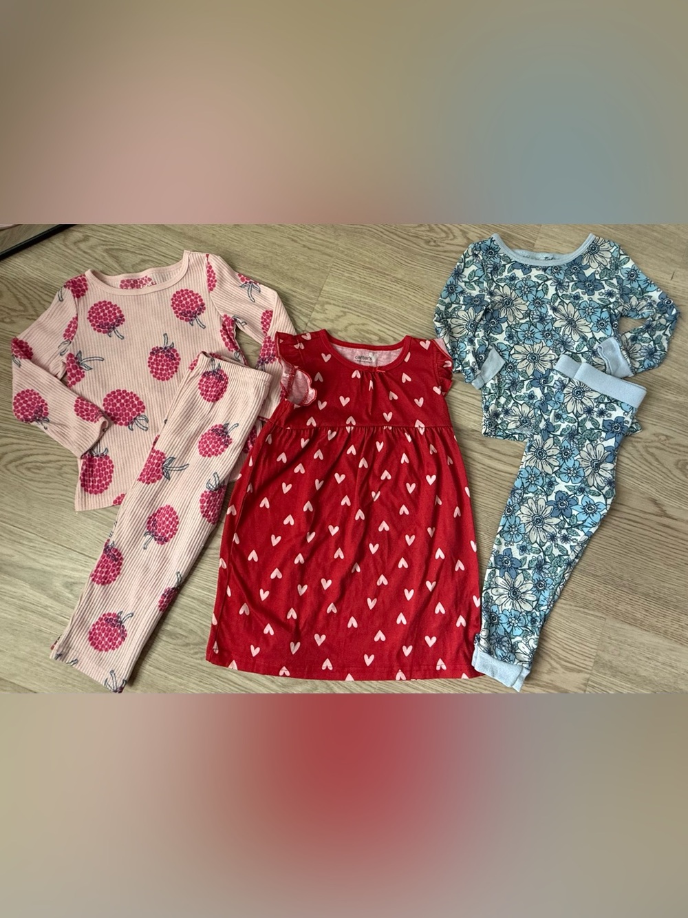 Toddler Girl PJs - Two Long Sleeve & Pants, One Nightgown - Bundle of 3